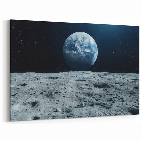 Earthrise Over Moon – Captivating Space-Themed Celestial Wall Art