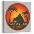 Retro Cabo San Lucas Wall Art - Vintage Sunset Palm Trees Print