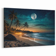 Moonlit Tropical Beach Night – Serene Celestial Wall Art for Home Decor