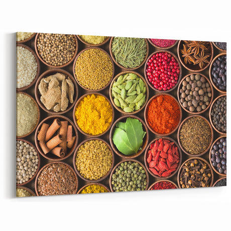 Scenic India Prints - Colorful Indian Spices Artwork Framed Kitchen Decor