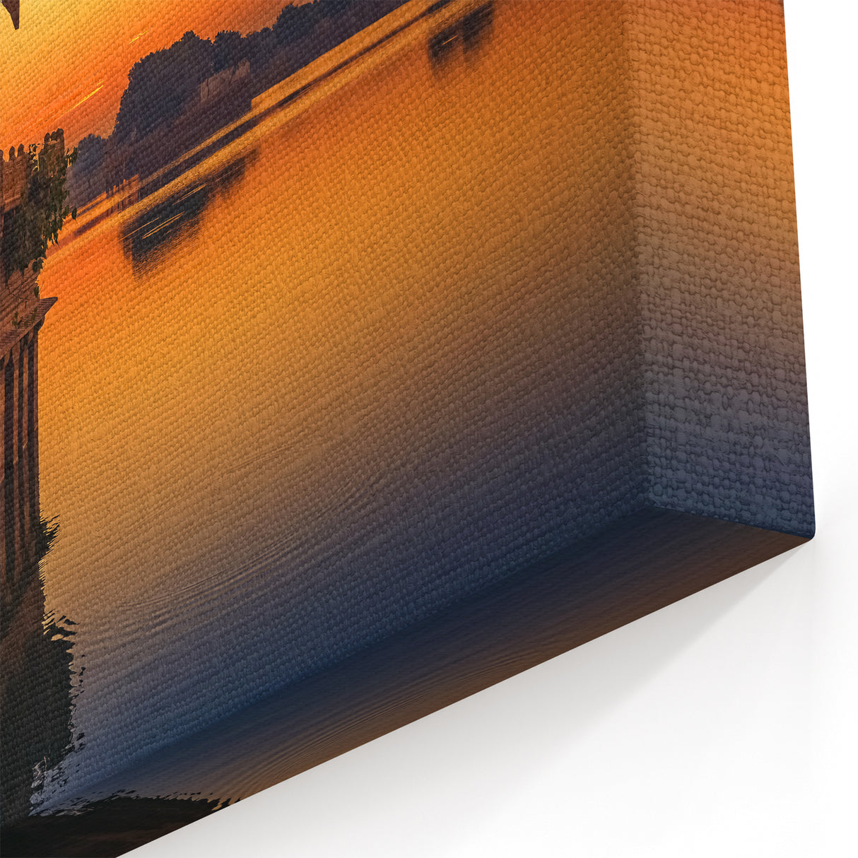 Framed India Artwork - Sunset at Jaisalmer Lake Indian Scenery Wall Decor