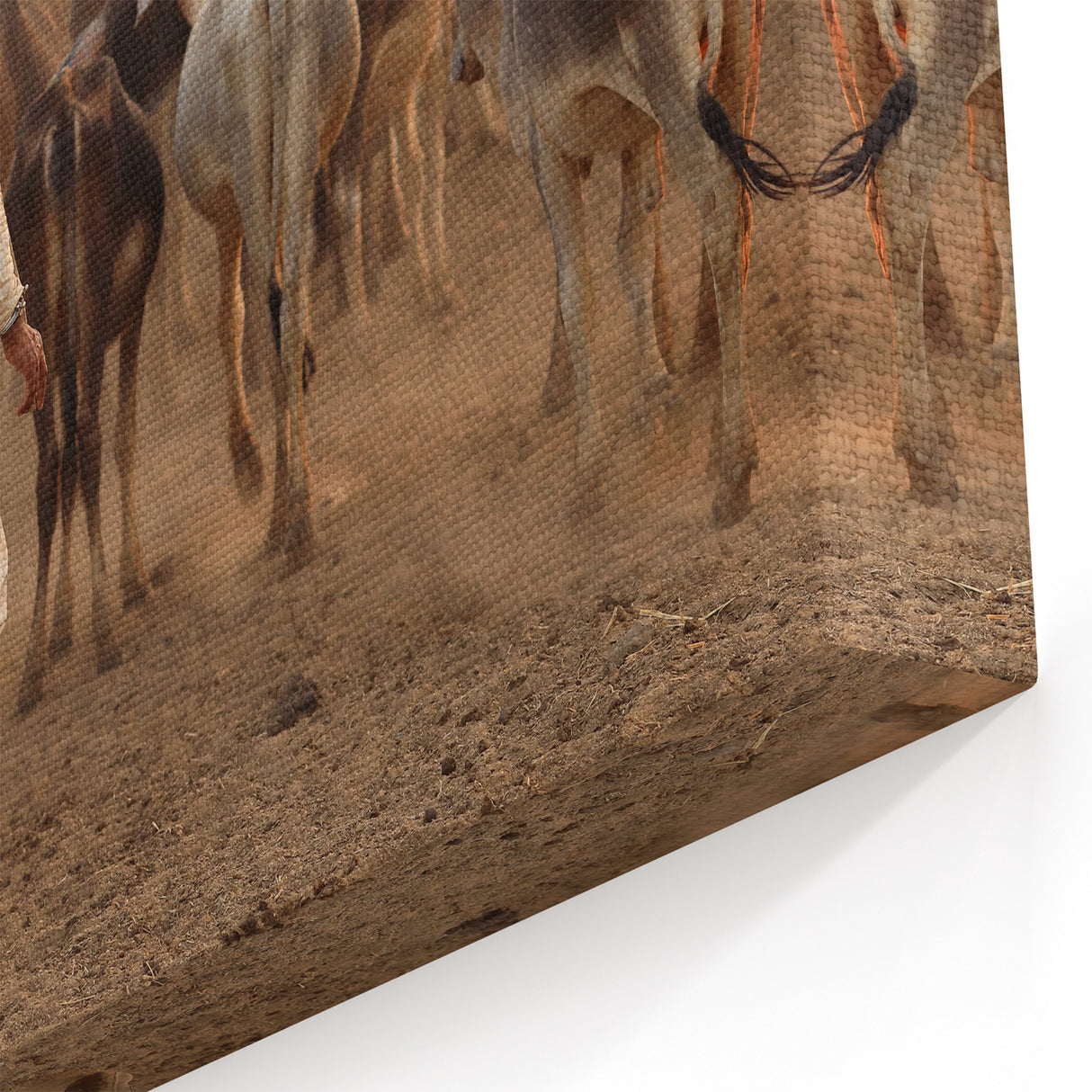 Indian Scenery Wall Decor - Traditional Herding Scene with Cattle and Dust