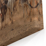 Indian Scenery Wall Decor - Traditional Herding Scene with Cattle and Dust