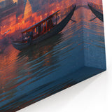 Golden Sunset at Varanasi - Framed Indian Scenery Wall Art