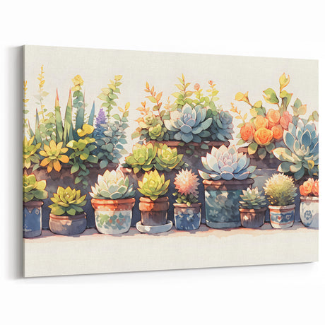 Colorful Succulent Garden Wall Art - Vibrant Botanical Decor for Home