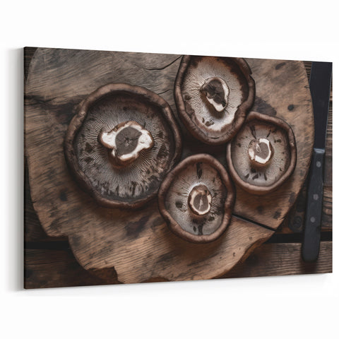 Mushroom Canvas Art | Rustic Fungi Prints | Botanical Mushroom Wall Decor