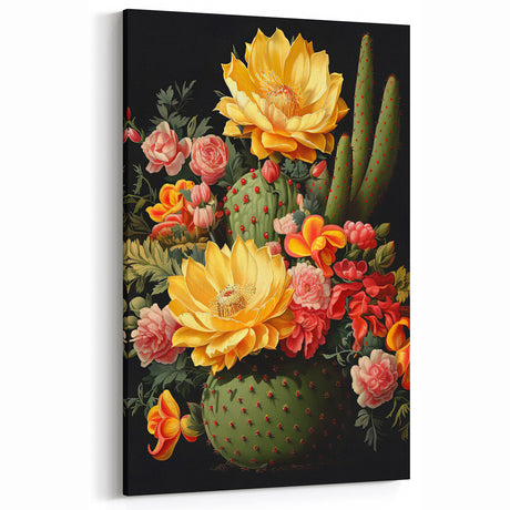Colorful Cactus Floral Art - Vibrant Southwestern Succulent Wall Decor