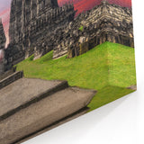 Indonesian Culture Art - Majestic Temple Complex at Sunset Wall Art