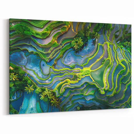 Bali Rice Terraces Art - Aerial Indonesian Landscape Canvas Print