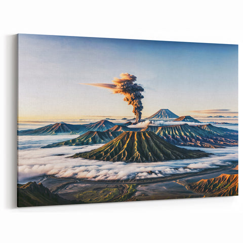 Mount Bromo Landscape Art - Majestic Indonesian Volcano Canvas Print