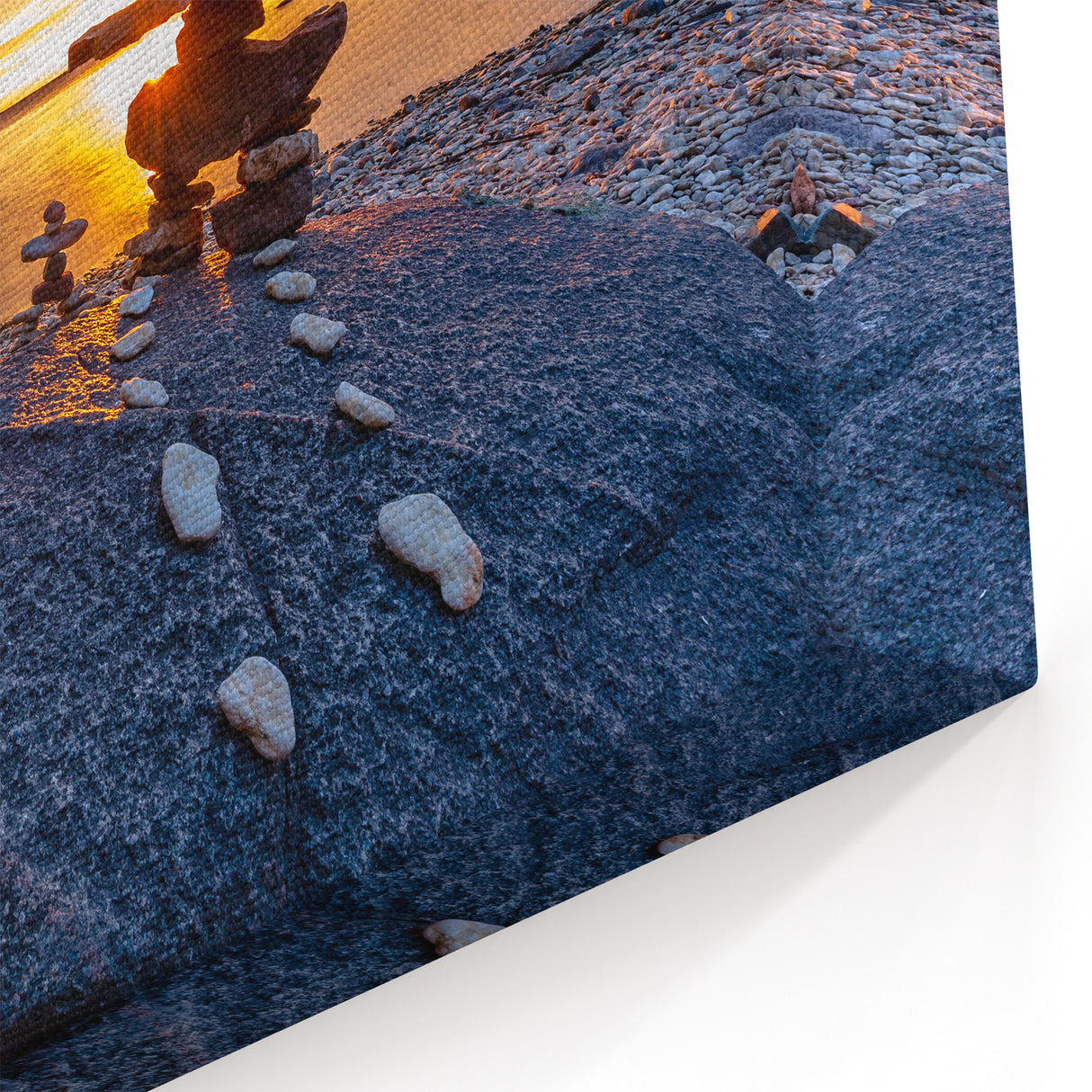 Manitoba Inukshuk Sunset - Peaceful Lakeside Stone Sculpture Wall Art