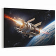 Satellite Launch Over Earth - Space-Themed Wall Art for Home Decor