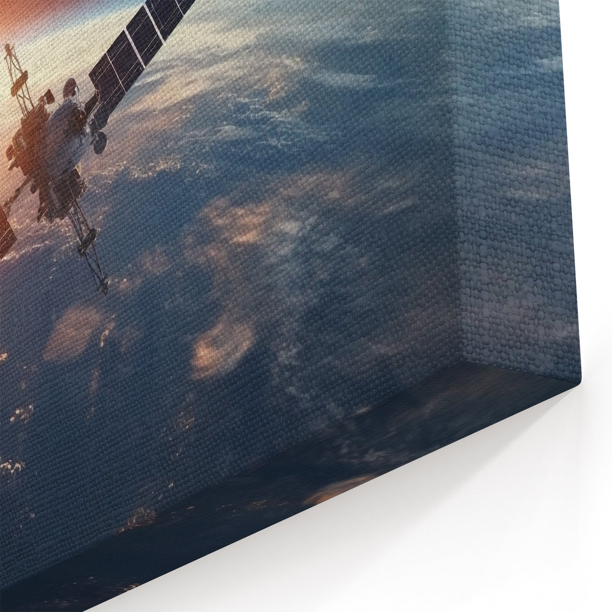 Satellite at Sunrise Over Earth - Stunning Cosmic Wall Decor Art