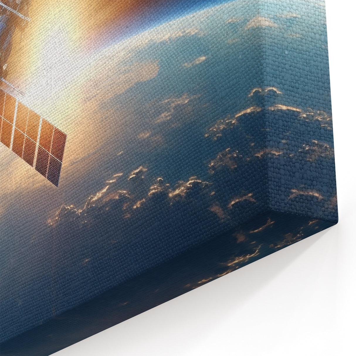 Satellite at Sunrise Over Earth - Cosmic Wall Art for Space Lovers