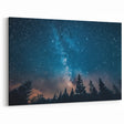 Starry Night Sky Over Forest Art - Cosmic Wall Decor for Nature Lovers