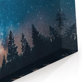 Starry Night Sky Over Forest Art - Cosmic Wall Decor for Nature Lovers