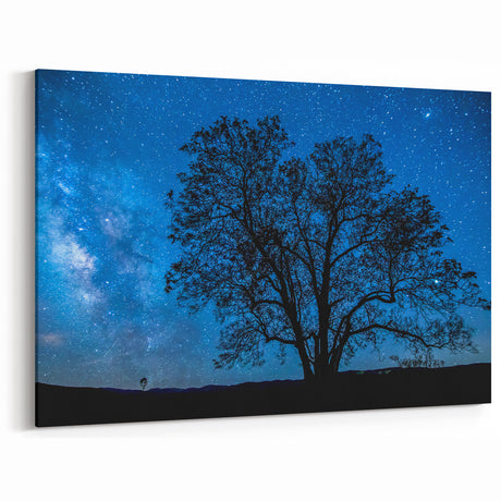Starry Night Tree Silhouette Art - Cosmic Sky Wall Decor for Nature Lovers