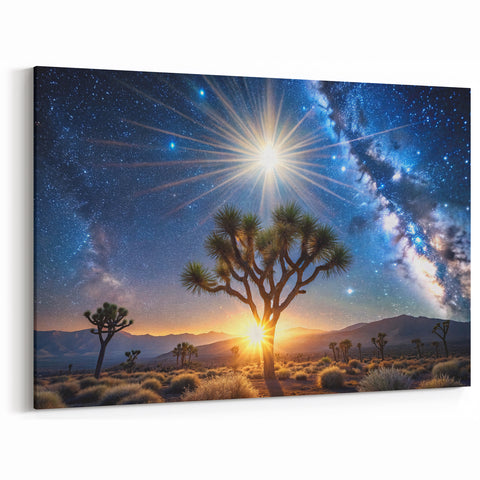 Desert Night Sky and Sun – Cosmic Sun Wall Art with Milky Way View