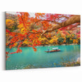 Japanese Scenery Wall Art – Autumn Foliage and Boat on Serene River