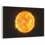 Detailed Sun in Space – Fiery Sun Wall Art with Solar Flares and Stars