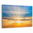 Radiant Sunrise Over Horizon – Peaceful Sun Wall Art with Blue Skies