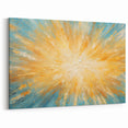 Radiant Sunburst Explosion – Abstract Sun Wall Art with Gold and Blue