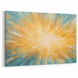Radiant Sunburst Explosion – Abstract Sun Wall Art with Gold and Blue