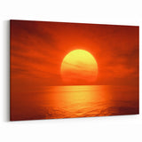 Vivid Sunset Over Ocean – Bold Sun Wall Art with Fiery Red Hues
