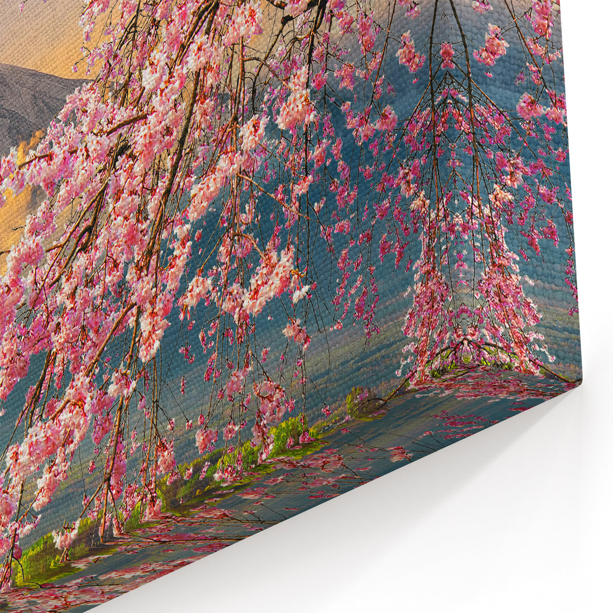 Mount Fuji Art Print – Cherry Blossoms and Sunrise Japan Landscape