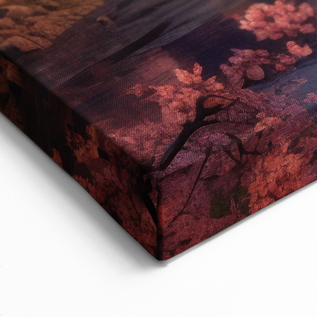 Mount Fuji Sunset Art Print – Traditional Japanese Houses and River View