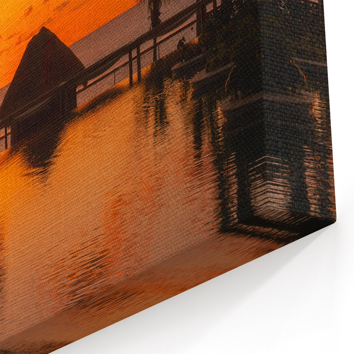 Vibrant Cancun Sunset Wall Art - Tropical Palm Tree & Beach Hut Print