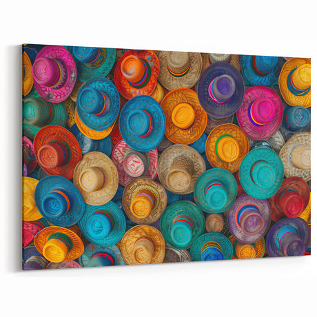 Vibrant Mexican Hats Wall Art - Colorful Cancun Decor & Mexican Prints