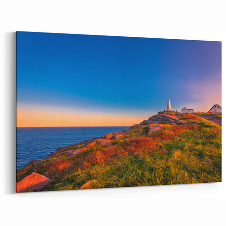 Golden Hour Lighthouse - Stunning Newfoundland Coastal Sunset Wall Art