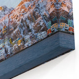 Snowy Newfoundland Village - Vibrant Winter Coastal Wall Art Print