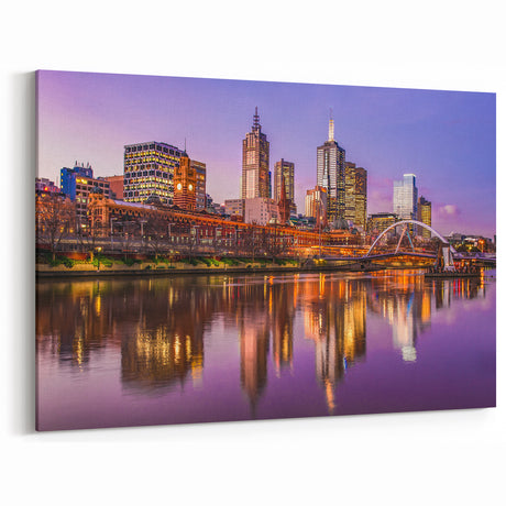 Melbourne Nightscape Wall Art - Vibrant City Lights Canvas Print