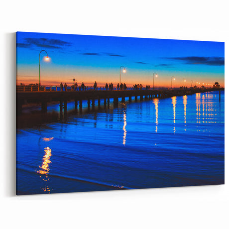Melbourne Pier Sunset Wall Art - Serene Evening Seaside Canvas Print