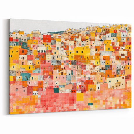 Guanajuato Wall Art - Colorful Mosaic Cityscape Canvas