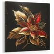 Luxurious Red and Gold Poinsettia Wall Art - Botanical Christmas Canvas Decor