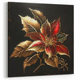 Luxurious Red and Gold Poinsettia Wall Art - Botanical Christmas Canvas Decor