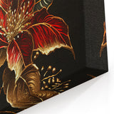 Luxurious Red and Gold Poinsettia Wall Art - Botanical Christmas Canvas Decor