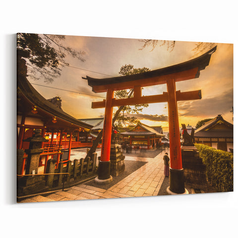 Kyoto Cityscape Prints - Vibrant Torii Gate and Sunset Scenic View