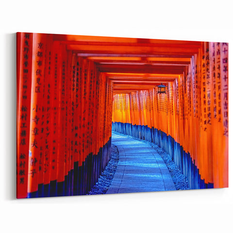 Kyoto Canvas Prints - Vibrant Torii Gate Path with Blue Accents
