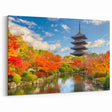 Kyoto Landscape Art - Autumn Foliage and Pagoda Reflection Scene