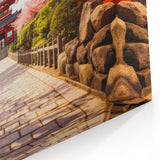 Kyoto Cherry Blossom Art - Pagoda Pathway with Vibrant Spring Colors