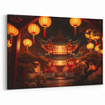 Kyoto Lantern Festival Art - Illuminated Pagoda and Glowing Lanterns