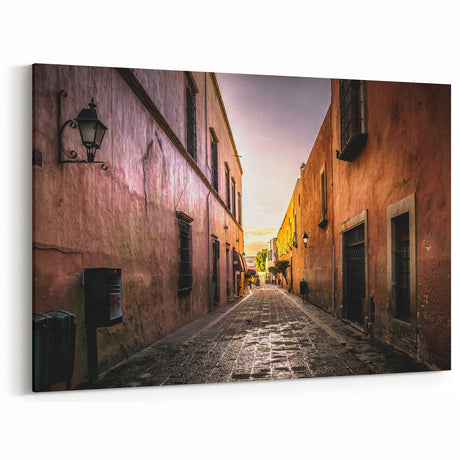 Mexico City Street Art - Serene Sunset Alleyway with Historic Buildings