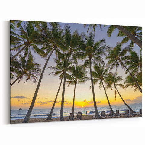 Queensland Nature Prints - Palm Trees at Sunset Beach Photography Art