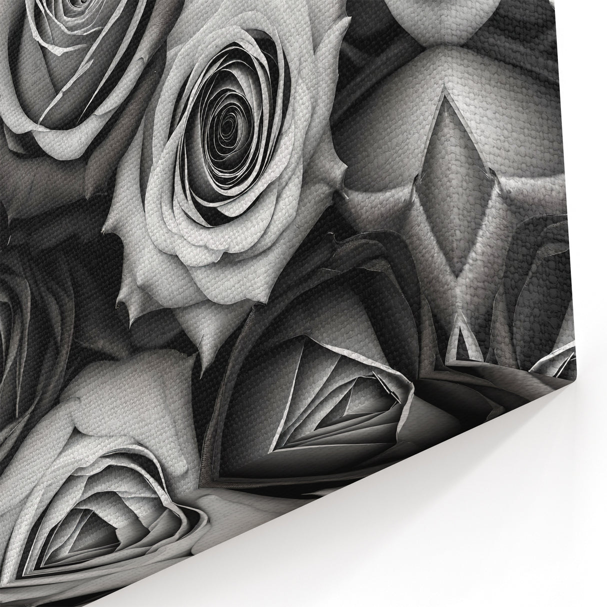 Monochrome Rose Wall Art – Grayscale Floral Rose Canvas Print for Elegance