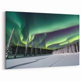 Northern Lights Over Snowy Forest – Captivating Arctic Wall Art
