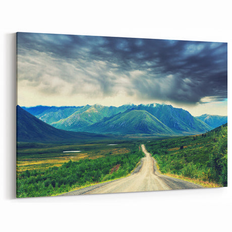 Winding Road to the Mountains – Scenic Landscape Wall Art from Northwest Territories